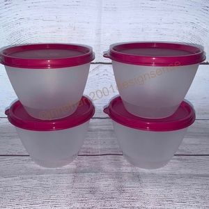4 New Tupperware Refrigerator Bowls  14 Oz 148 Purple/Raspberry